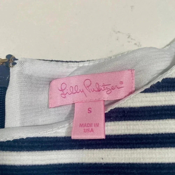 Lilly Pulitzer Briella White/Blue Stripped Cap Sleeve Stretch Dress SZ S - Picture 8 of 8